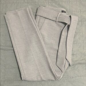 LOFT Light Gray Belted Tapered Dress Pants